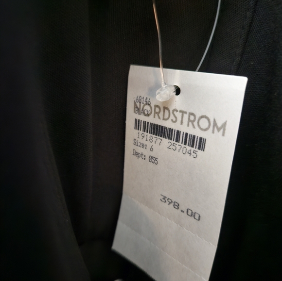 Ieena for Mac DuggalBlack Strapless Jumpsuit with Feather Trim 68146 SZ  6 NEW - Picture 10 of 11